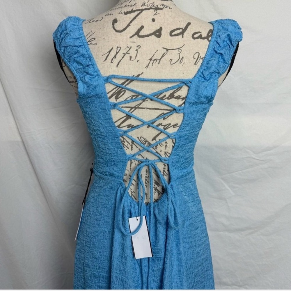 Astr Blue Ruffled Backless Midi Dress - Picture 2 of 8